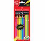 Ecolápis de Cor Neon 8 cores + 2 canetinhas